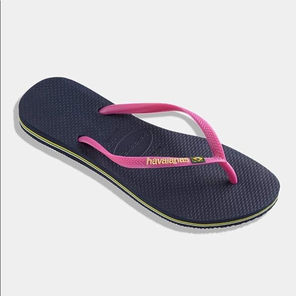 ISO: Havaianas Slim Brasil Logo Navy Flip Flop Sandals - Picture 3 of 3